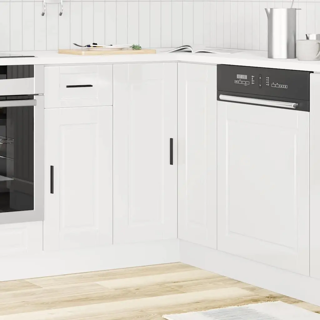 High Gloss White Corner Base Cabinet for Kitchen Storage