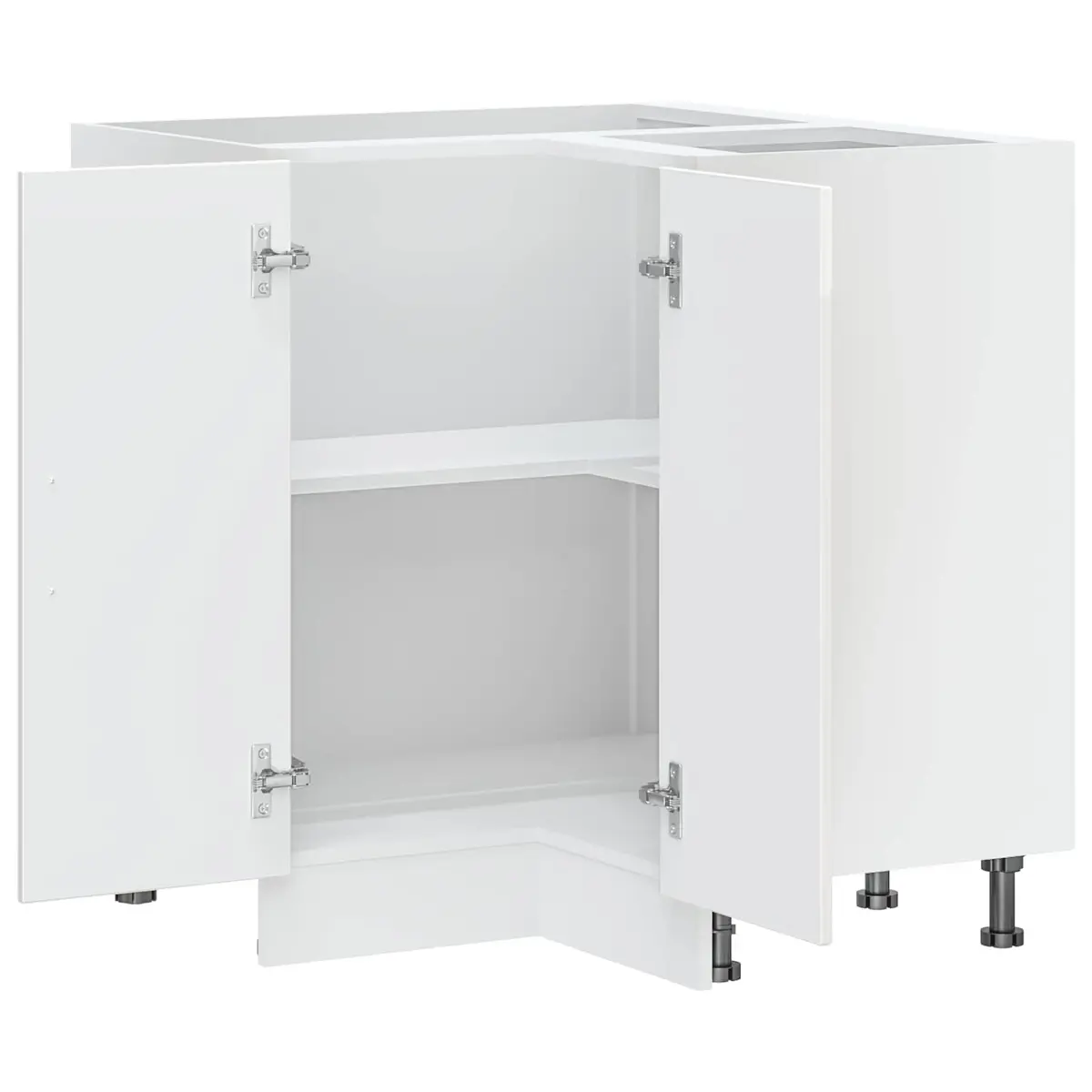 High Gloss White Corner Base Cabinet for Kitchen Storage
