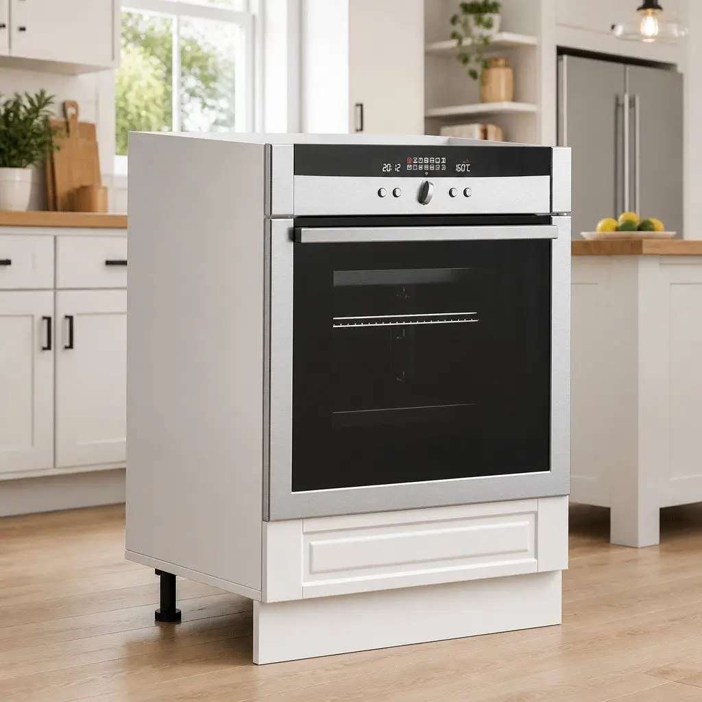 White Engineered Wood Oven Cabinet for Storage