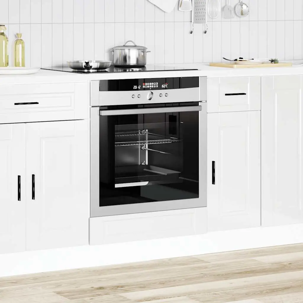 Oven Cabinet Engineered Wood Compact White High Gloss Kitchen Storage Unit