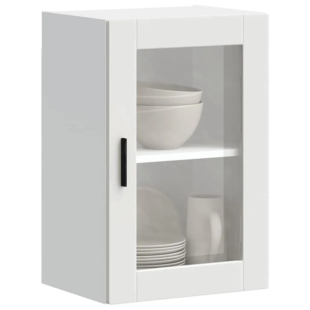 White Glass Door Kitchen Wall Cabinet for Storage