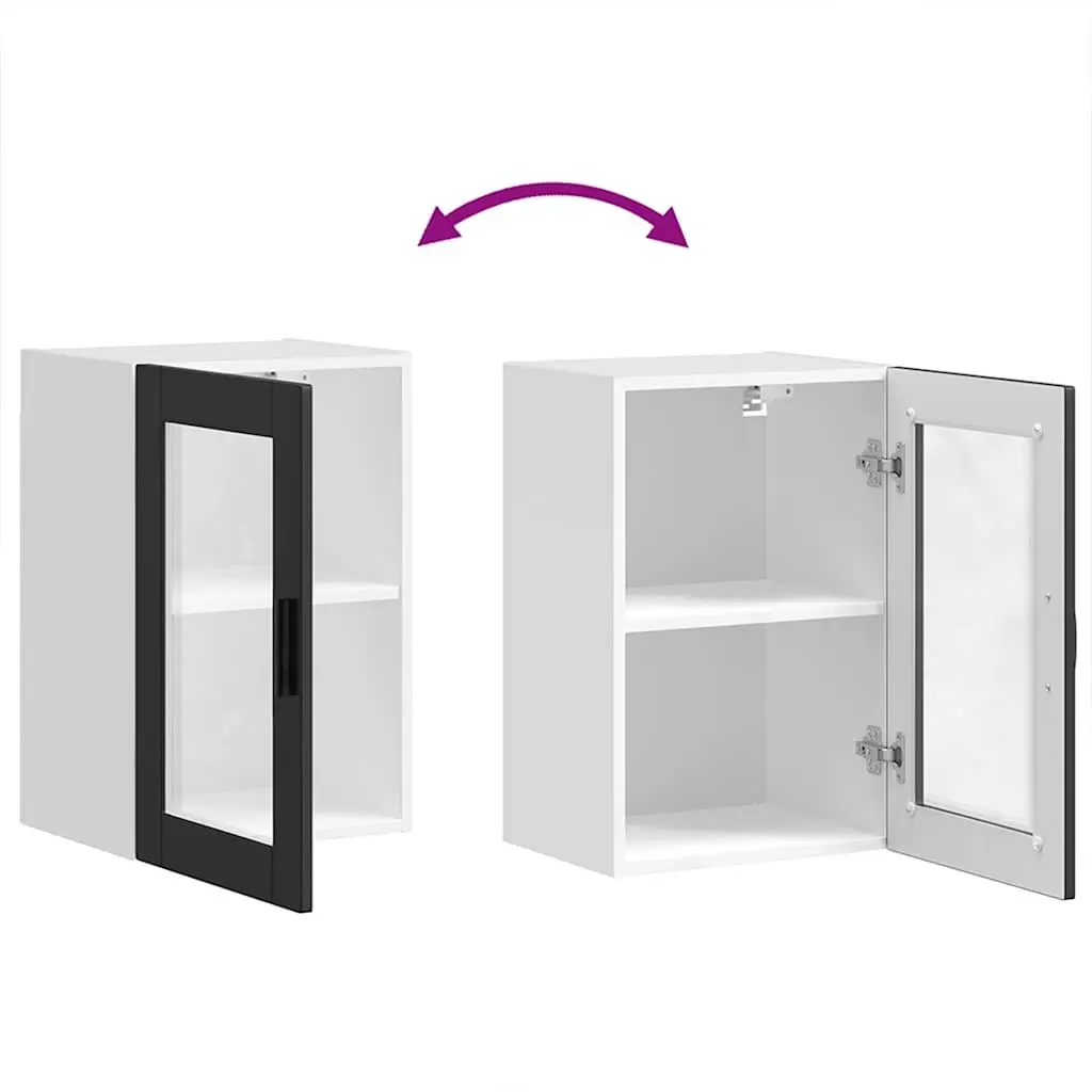 Black Glass Door Kitchen Wall Cabinet