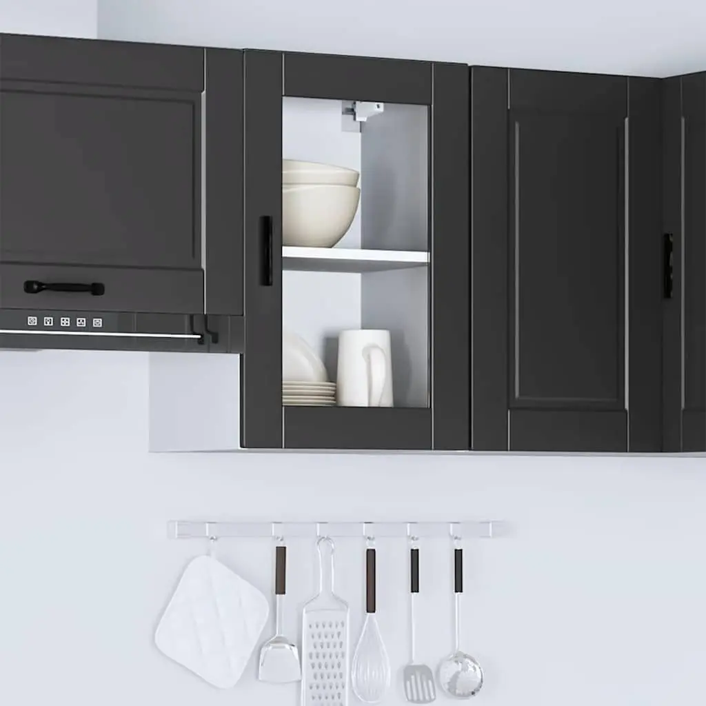 Black Glass Door Kitchen Wall Cabinet