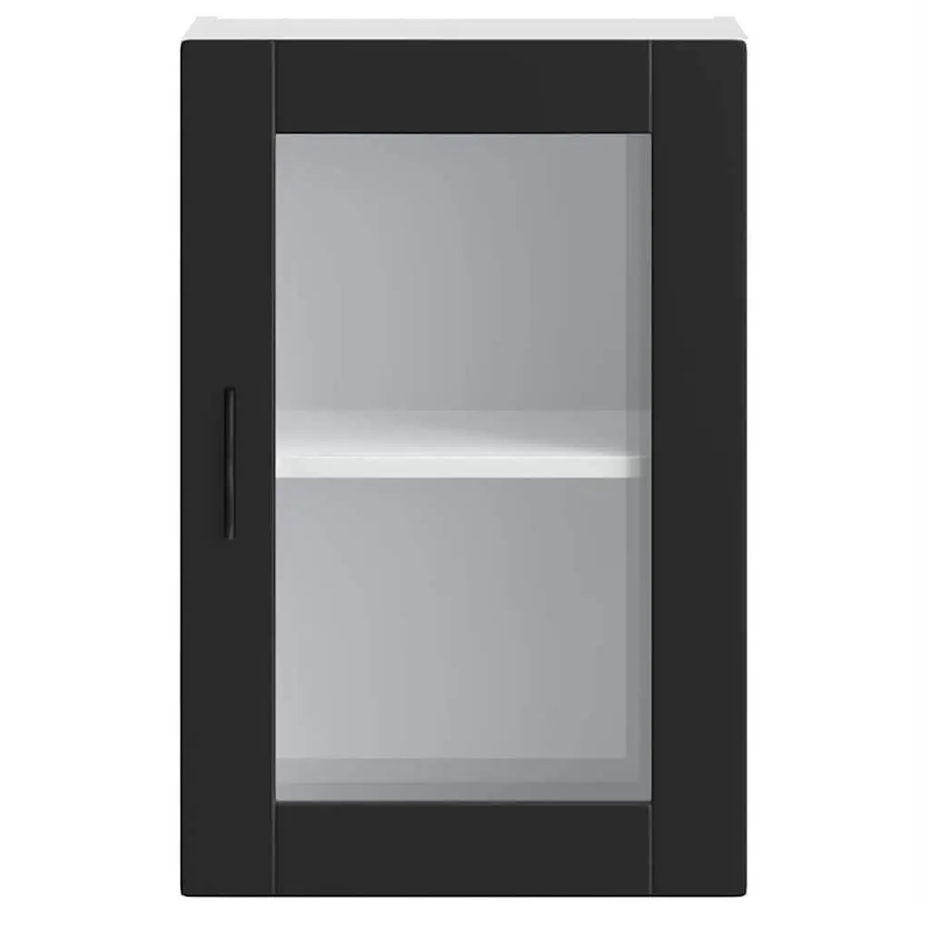 Black Glass Door Kitchen Wall Cabinet