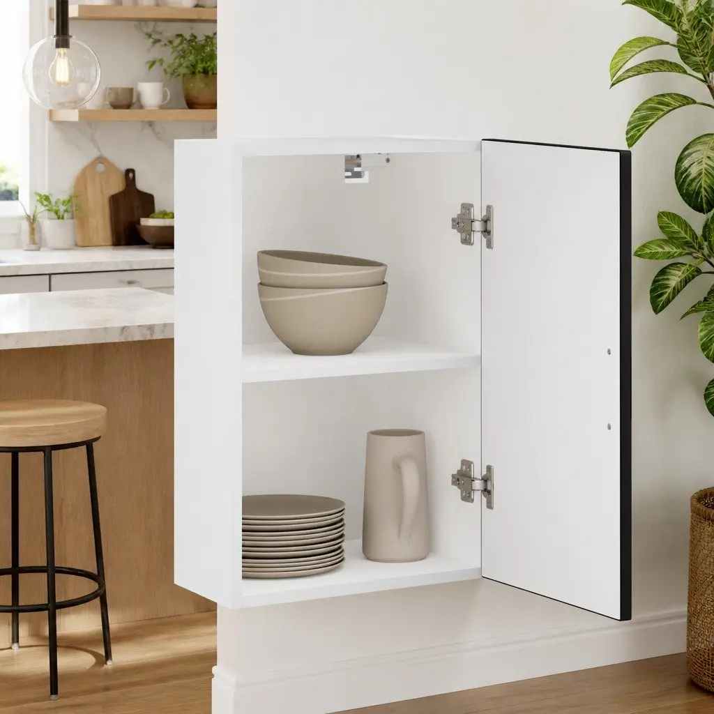 Black Engineered Wood Kitchen Wall Cabinet