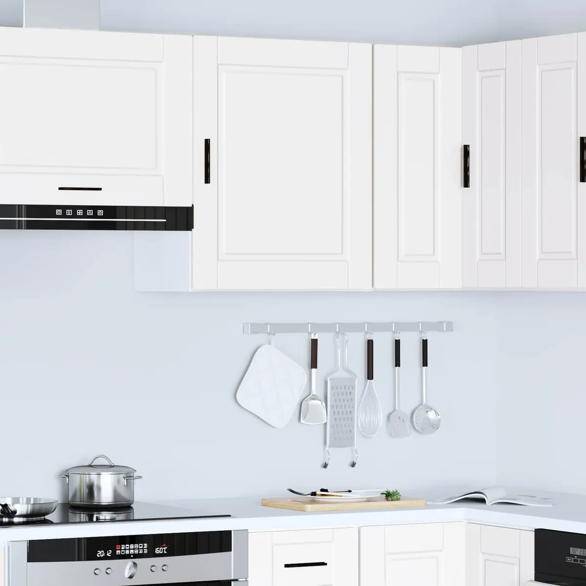 White Engineered Wood Wall Cabinet for Kitchens