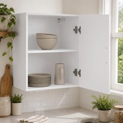 Durable White Engineered Wood Wall Cabinets, 2 pcs