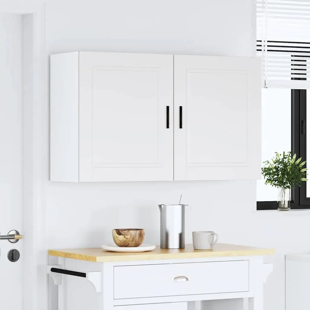 White Engineered Wood Wall Cabinets, 2 pcs