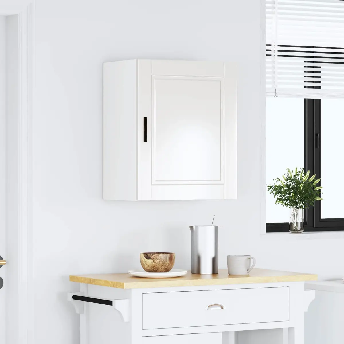 High Gloss Grey Kitchen Wall Cabinet Storage Cupboard