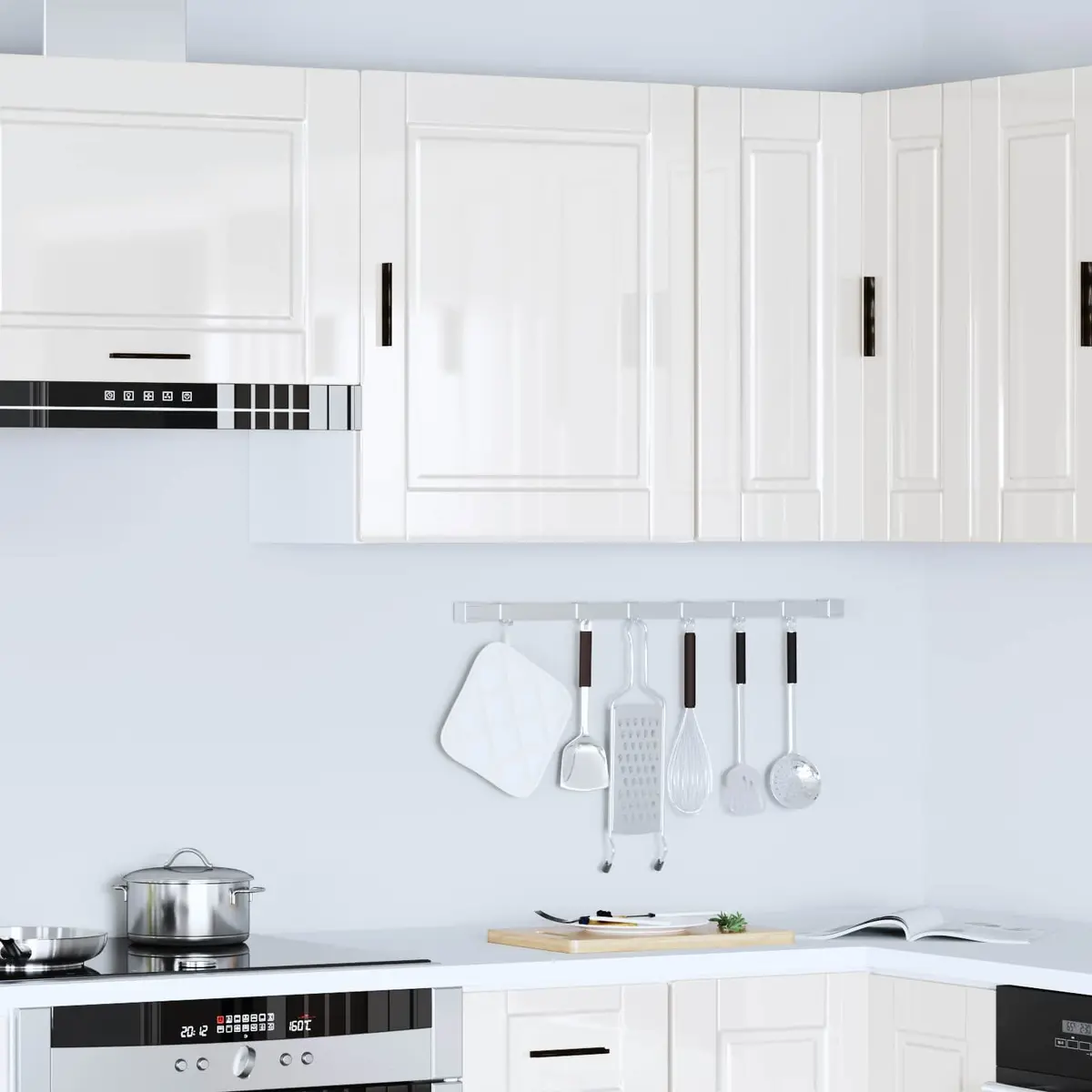 High Gloss Grey Kitchen Wall Cabinet Storage Cupboard