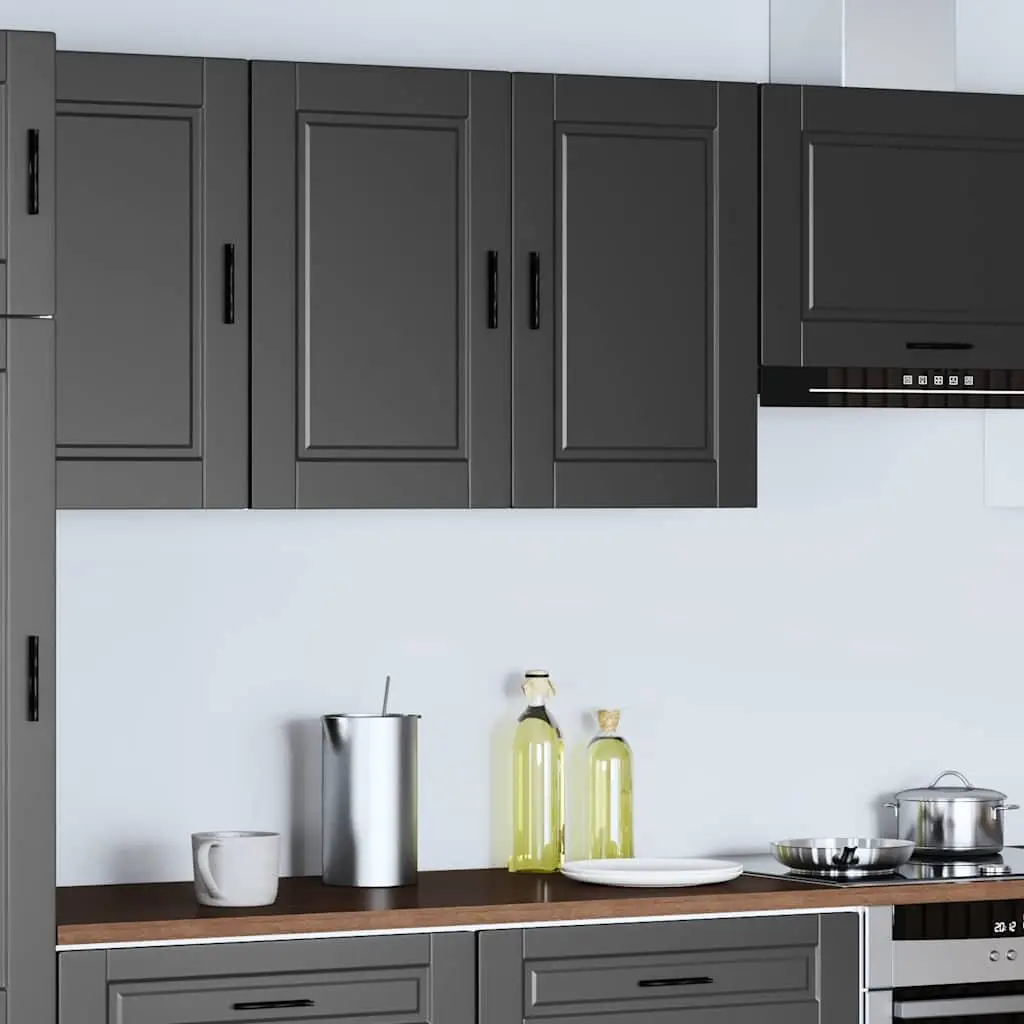 Black Engineered Wood Kitchen Wall Cabinet for Storage