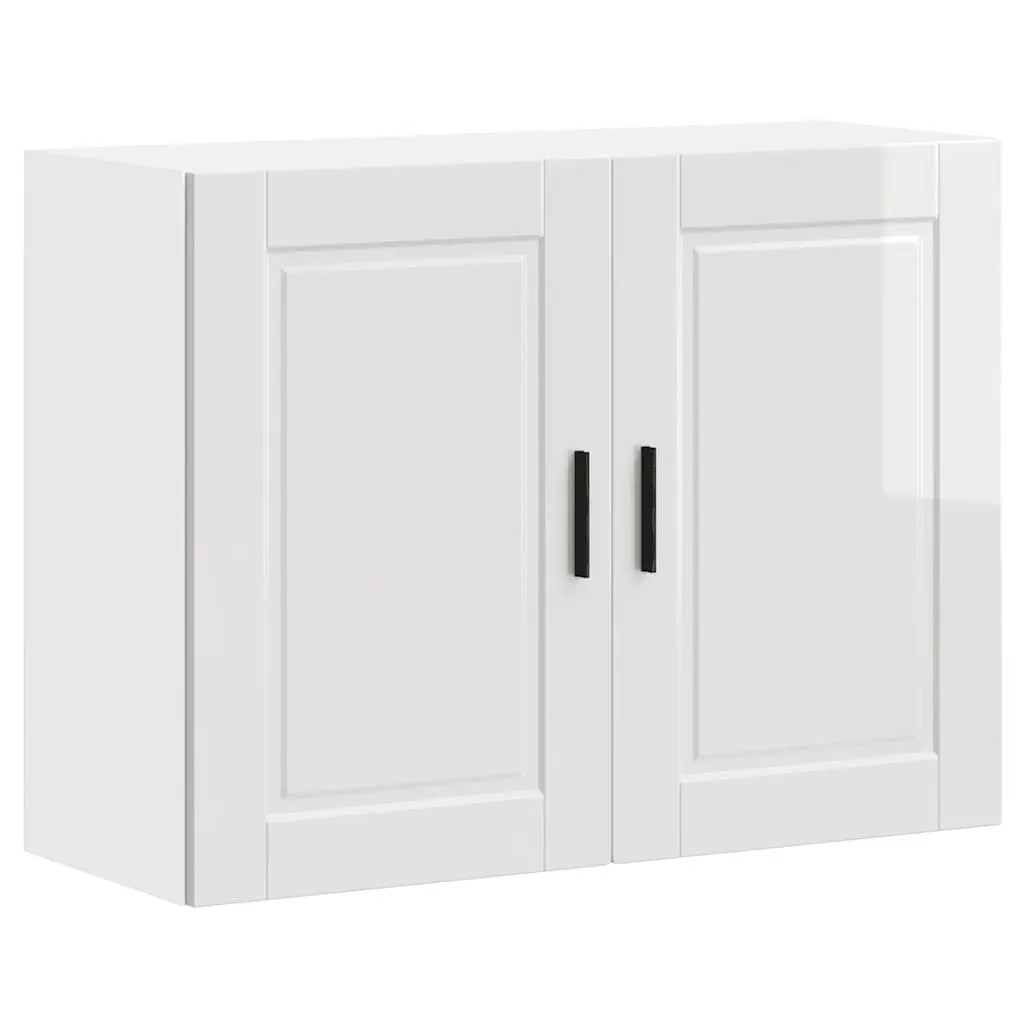 Kitchen Wall Cabinet White High Gloss Engineered Wood Storage Cupboard Organiser