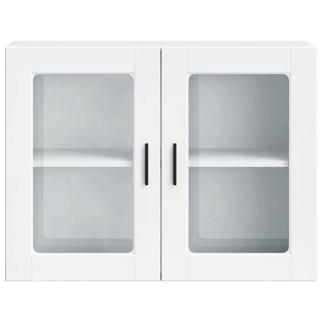 Kitchen Wall Cabinet Engineered Wood White Glass Door Mounted Storage Unit