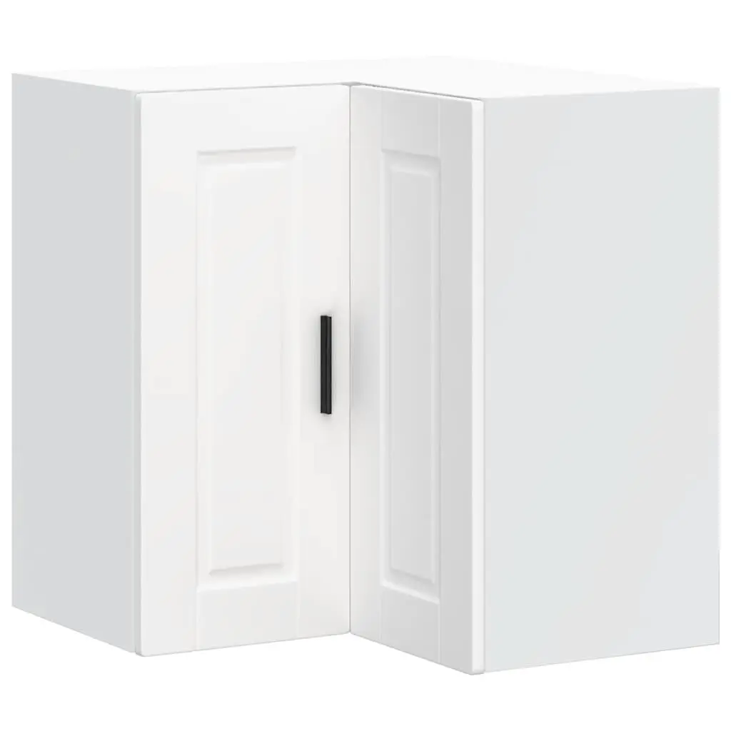 White Engineered Wood Corner Cabinet for Kitchen Storage