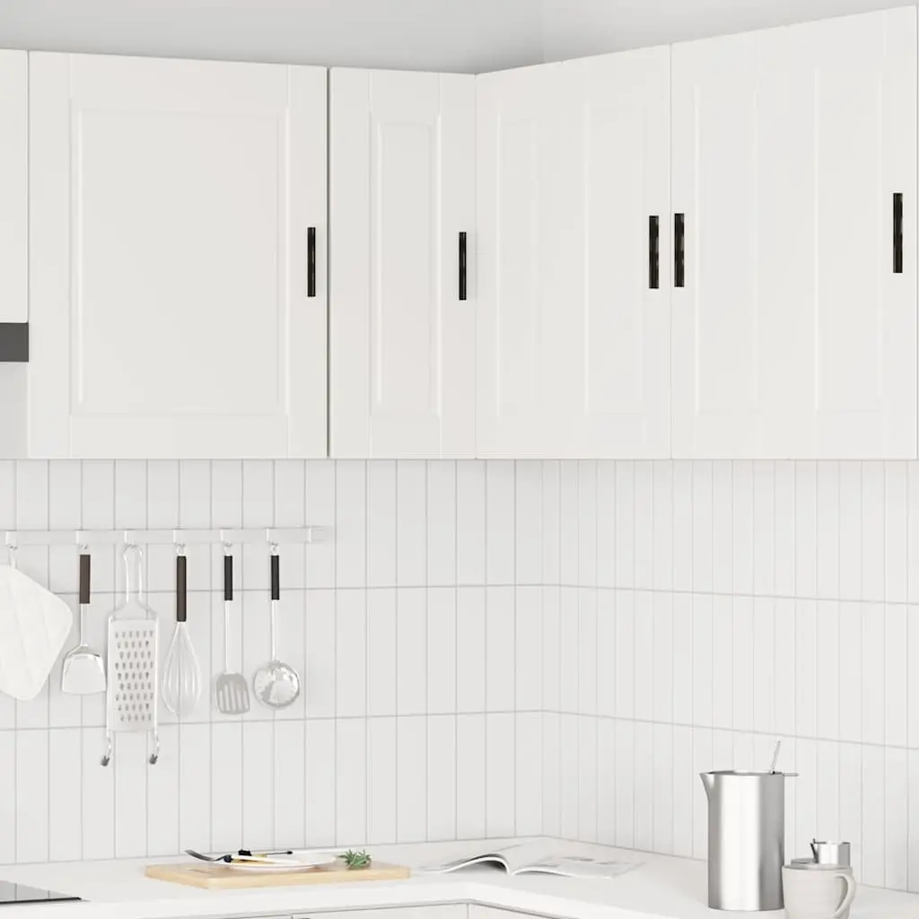 White Engineered Wood Corner Cabinet for Kitchen Storage