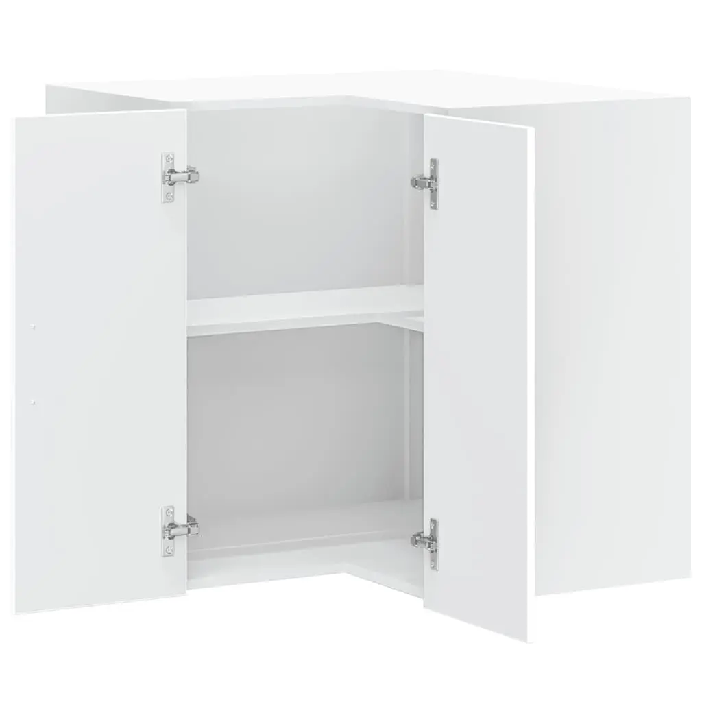 White Engineered Wood Corner Cabinet for Kitchen Storage