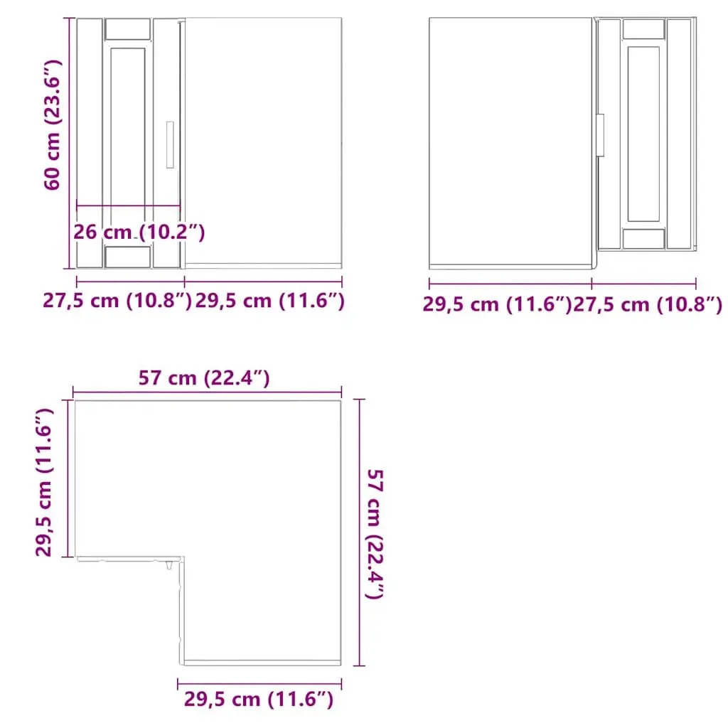 Black Engineered Wood Wall Corner Cabinet for Kitchen