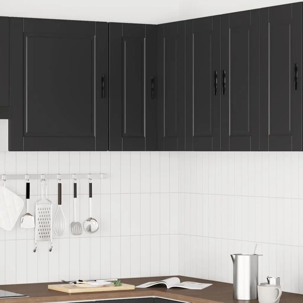 Black Engineered Wood Wall Corner Cabinet for Kitchen