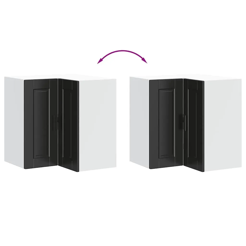 Black Engineered Wood Wall Corner Cabinet for Kitchen