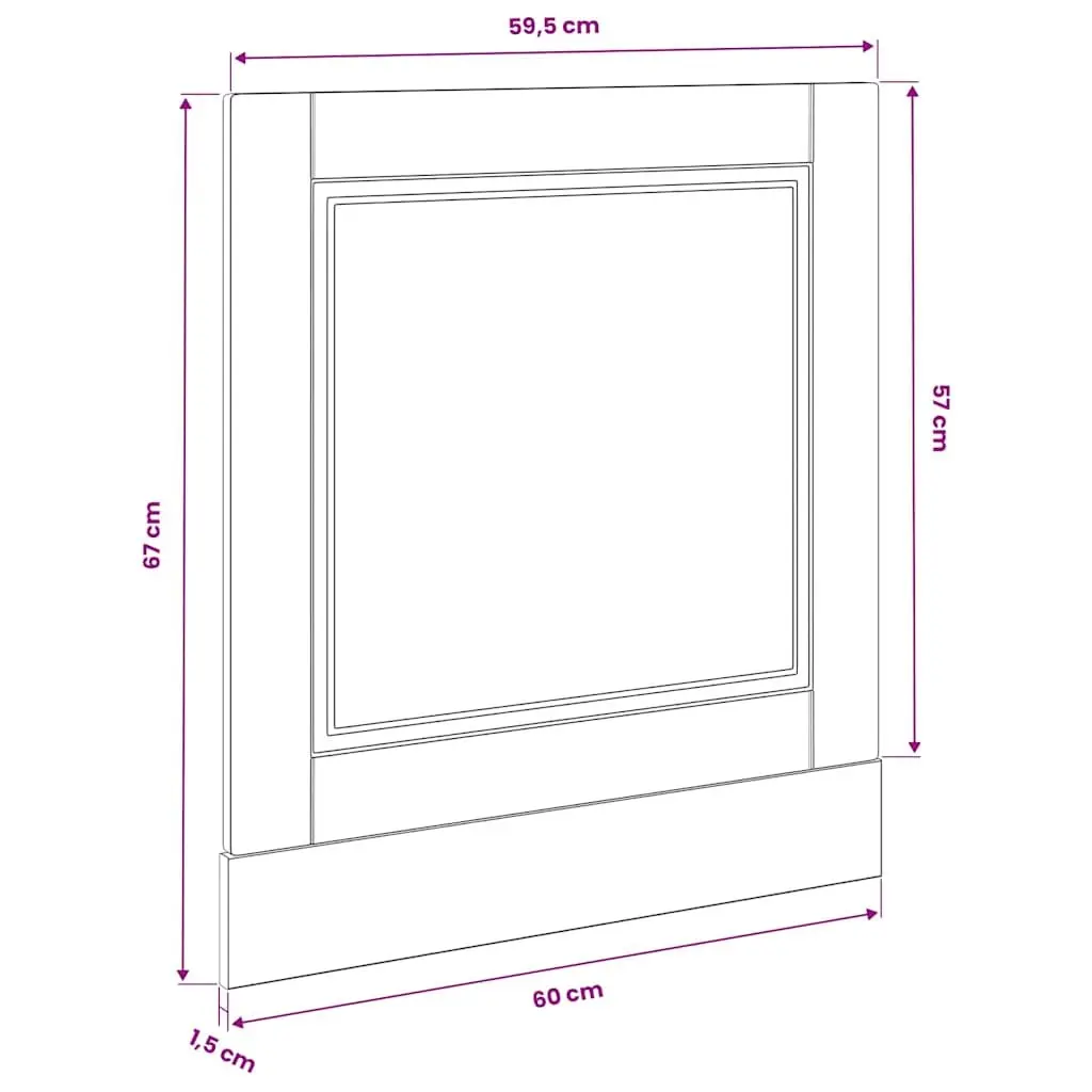 White Dishwasher Front Panel 60x1.5x57cm for Kitchen