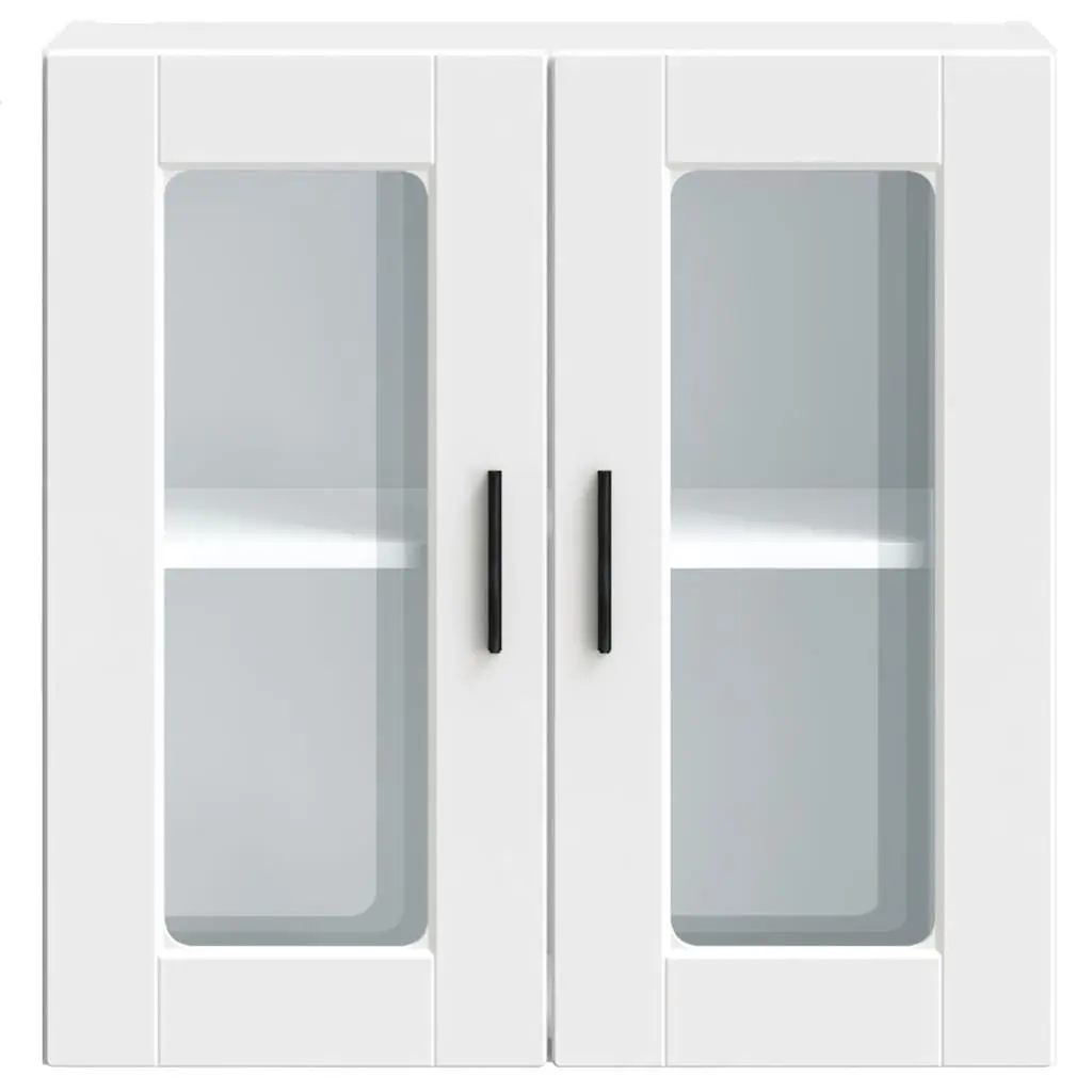 White Glass Door Wall Cabinet for Kitchen Storage
