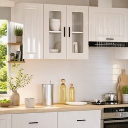 High Gloss White Kitchen Wall Cabinet with Glass Door