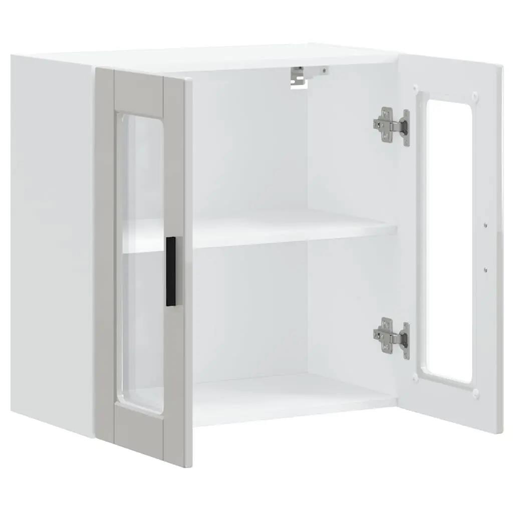 Kitchen Cabinet Engineered Wood Wall-mounted White High Gloss Glass Door
