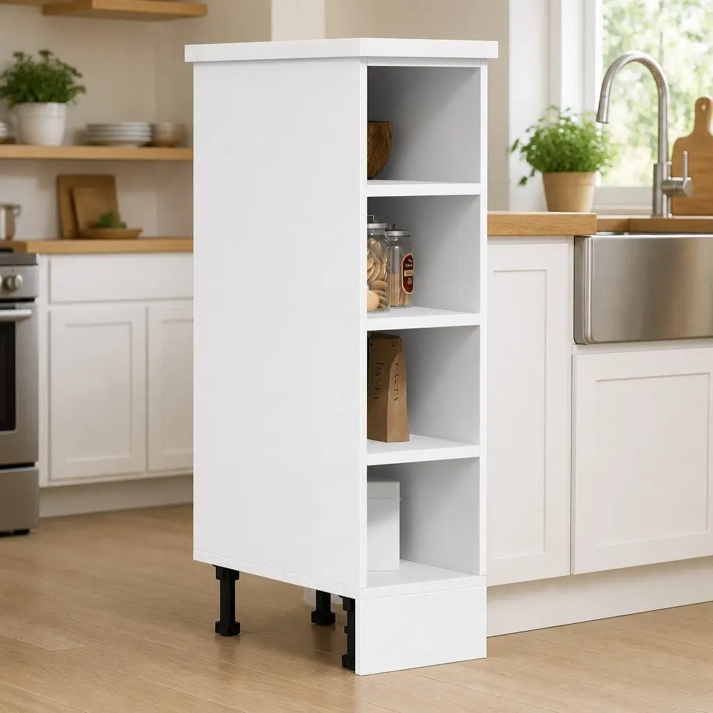 White Storage Cupboard with Adjustable Feet