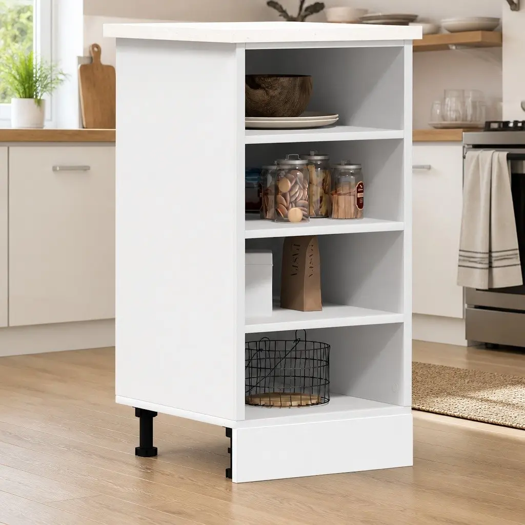 White Storage Cupboard for Kitchen with Engineered Wood