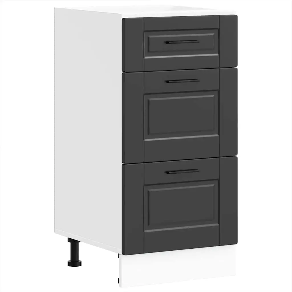 Black Engineered Wood Kitchen Base Cabinet with Adjustable Feet
