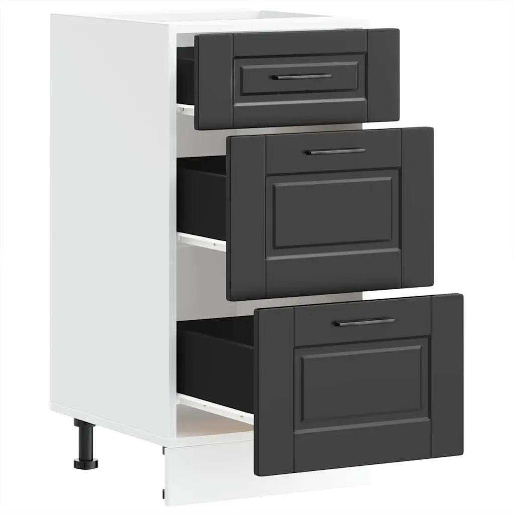 Black Engineered Wood Kitchen Base Cabinet with Adjustable Feet