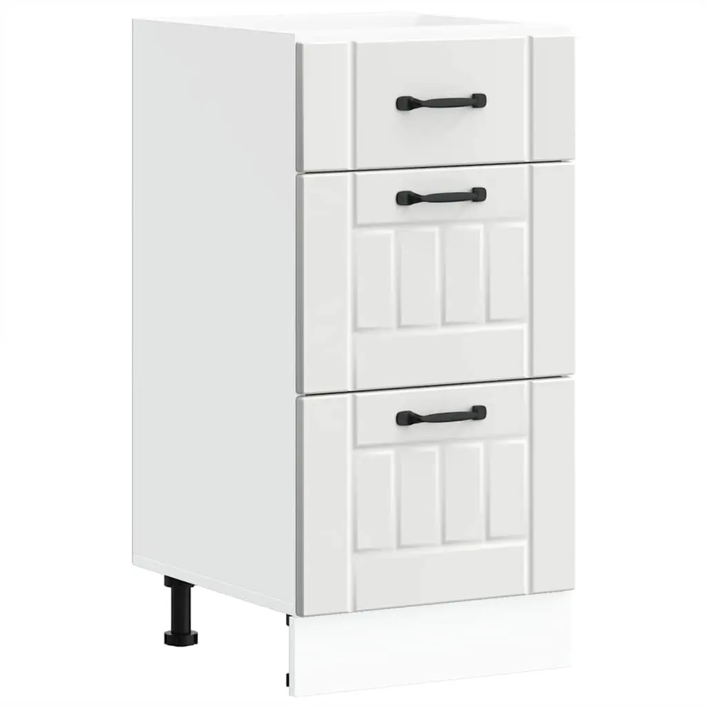 White Engineered Wood Kitchen Base Cabinet