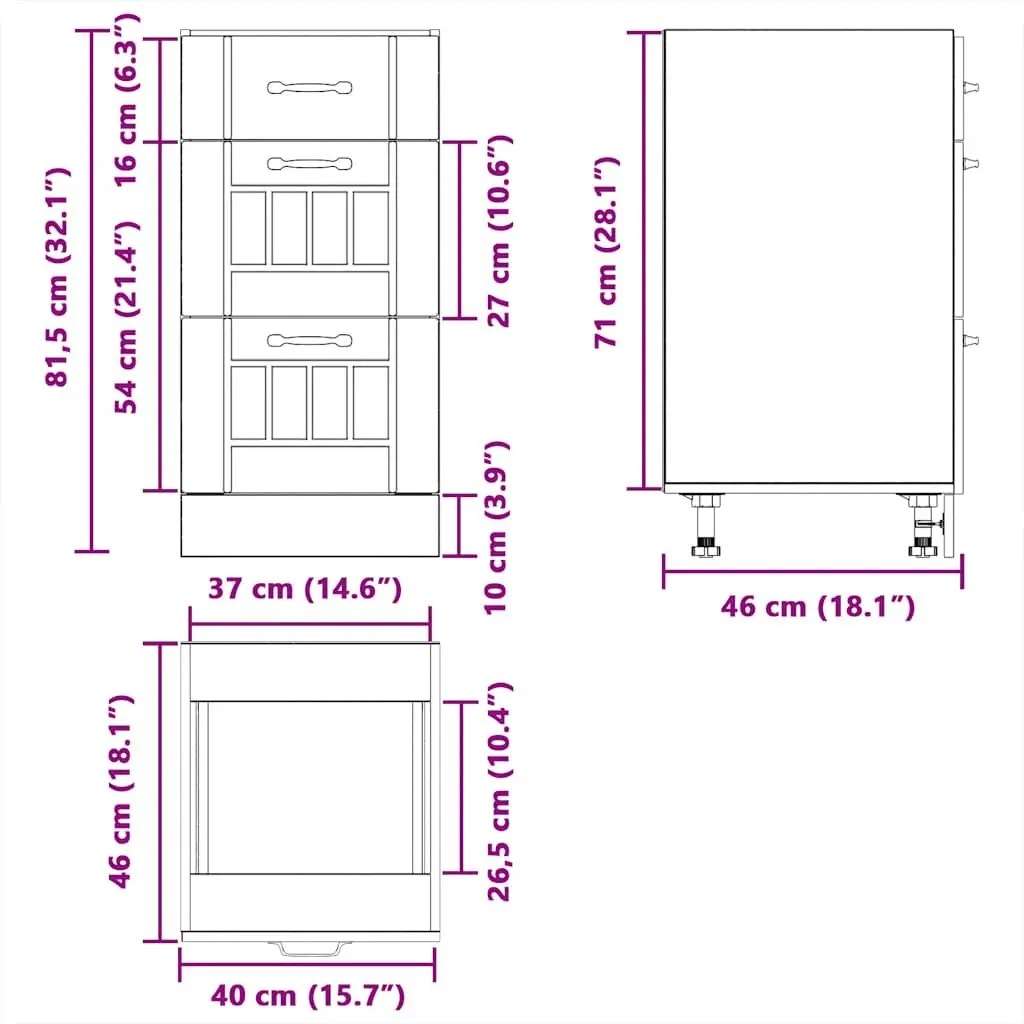 White Engineered Wood Kitchen Base Cabinet