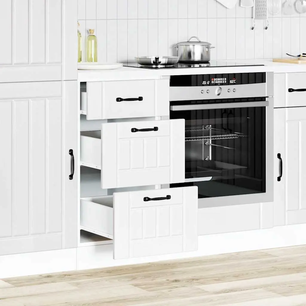 White Engineered Wood Kitchen Base Cabinet