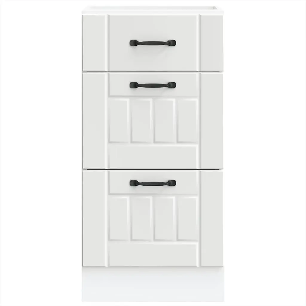 White Engineered Wood Kitchen Base Cabinet