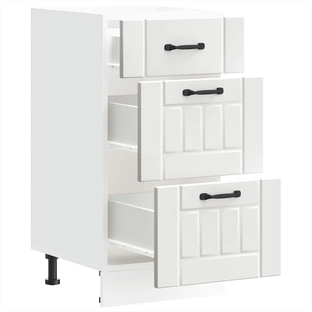 White Engineered Wood Kitchen Base Cabinet