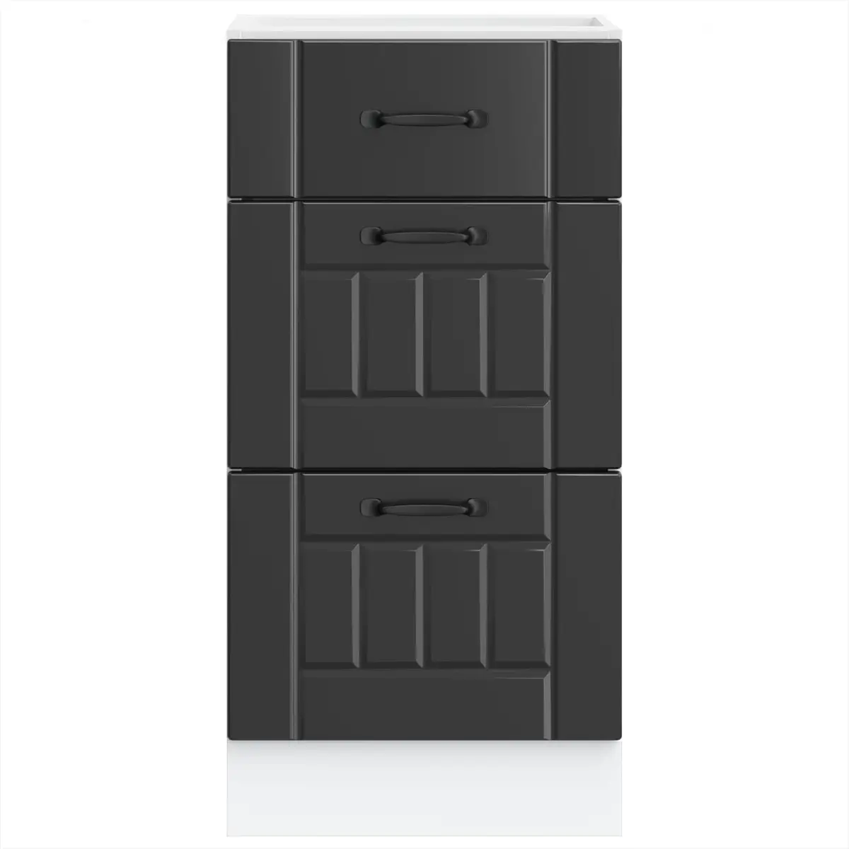 Kitchen Base Cabinet Black Storage Unit Engineered Wood Cupboard Lucca Design