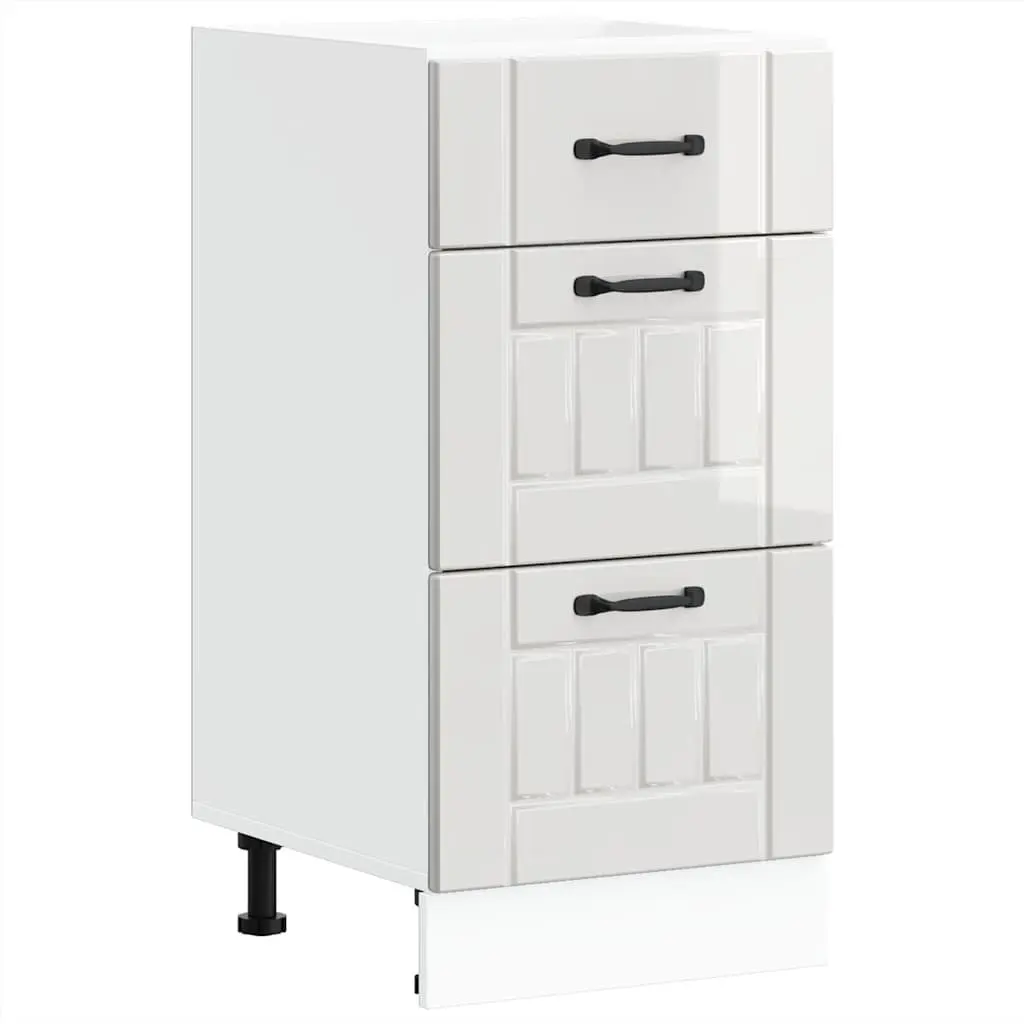 White Engineered Wood Kitchen Base Cabinet