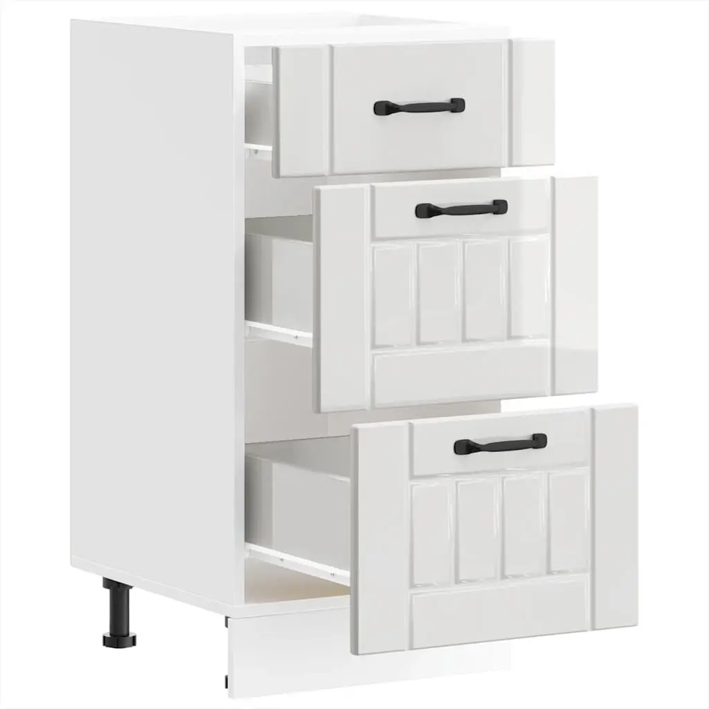 White Engineered Wood Kitchen Base Cabinet