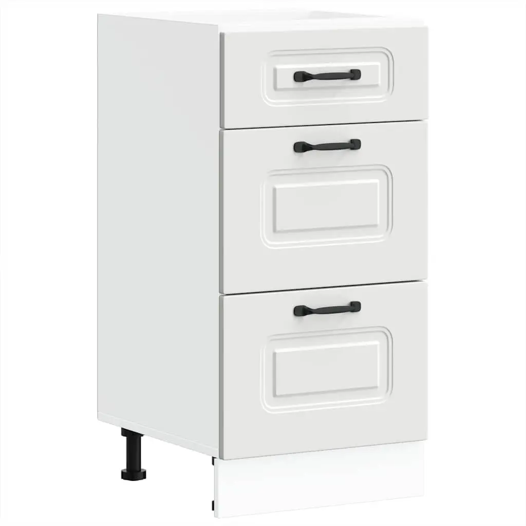 White Engineered Wood Kitchen Base Cabinet