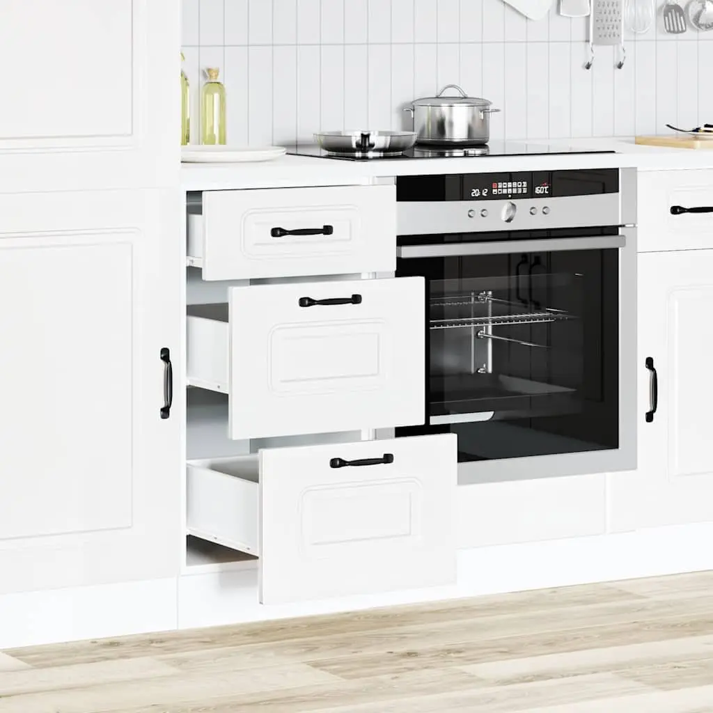 White Engineered Wood Kitchen Base Cabinet