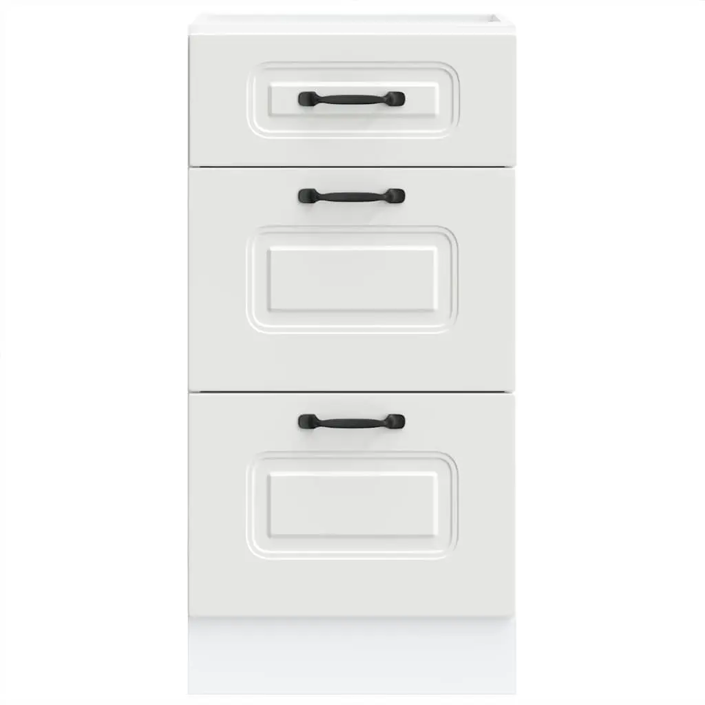 White Engineered Wood Kitchen Base Cabinet