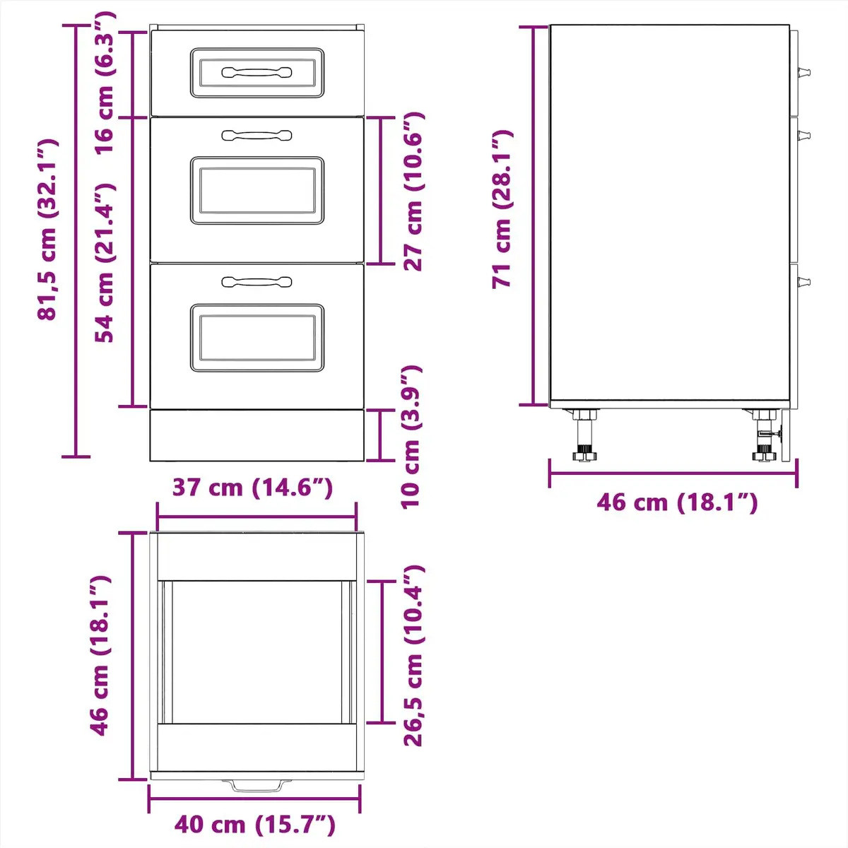 High Gloss White Kitchen Base Cabinet for Storage
