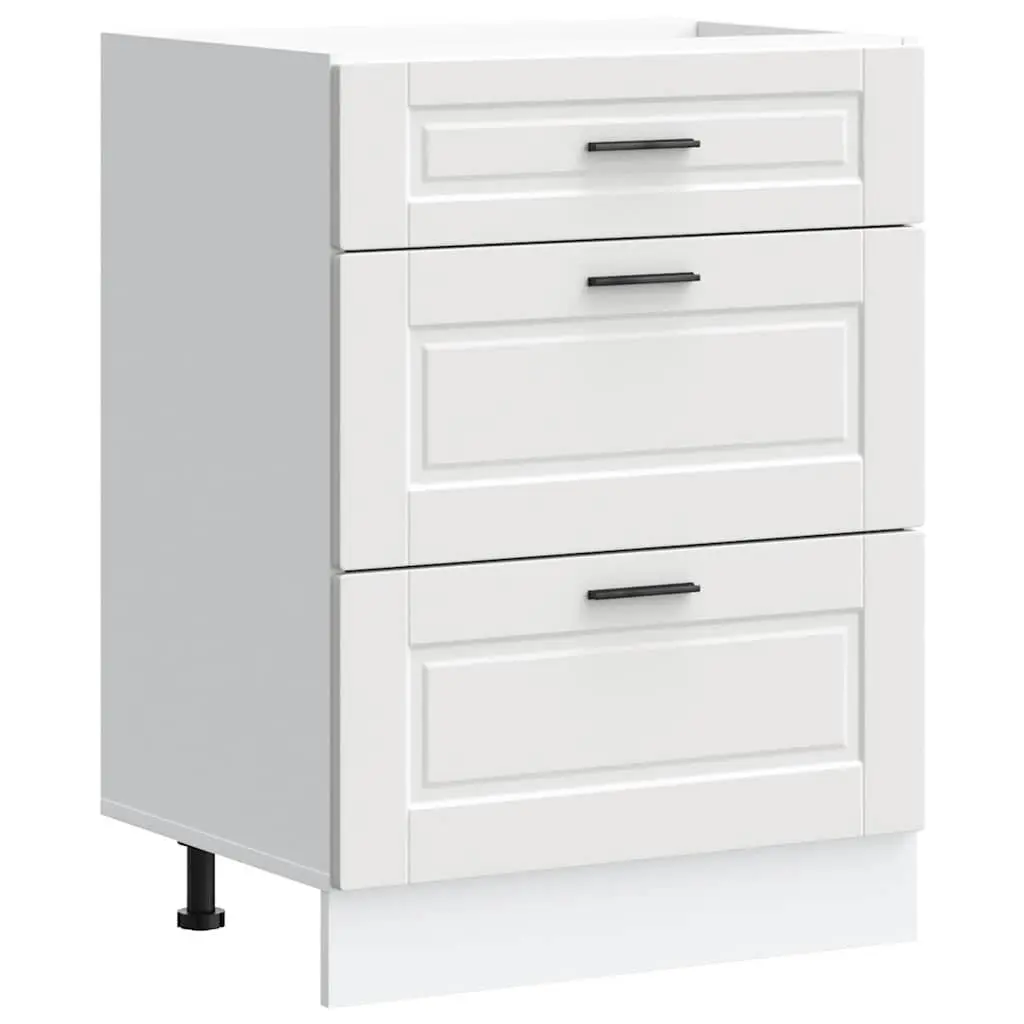 White Engineered Wood Kitchen Base Cabinet