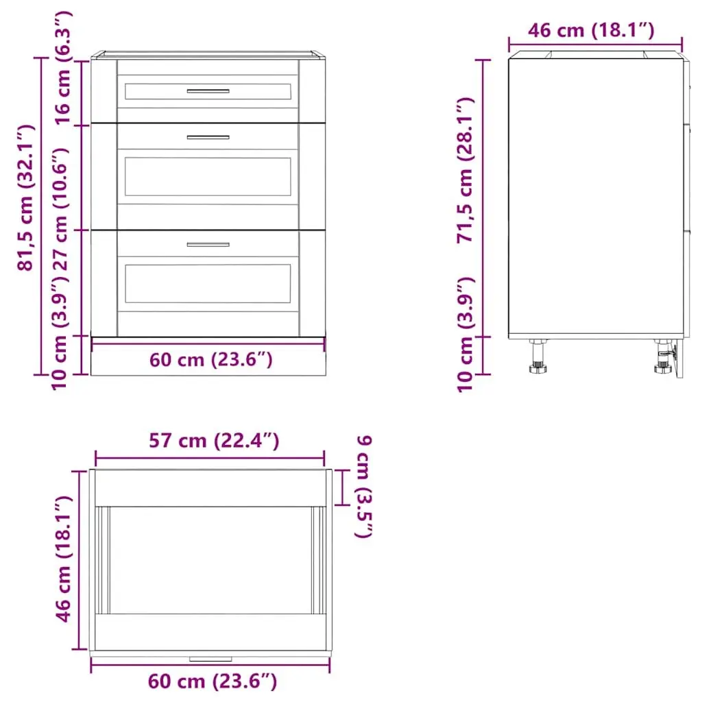 White Engineered Wood Kitchen Base Cabinet