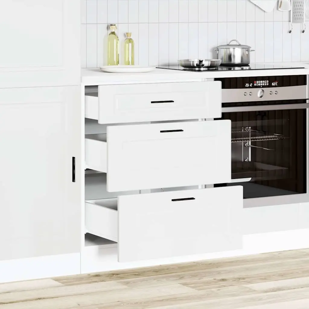 White Engineered Wood Kitchen Base Cabinet