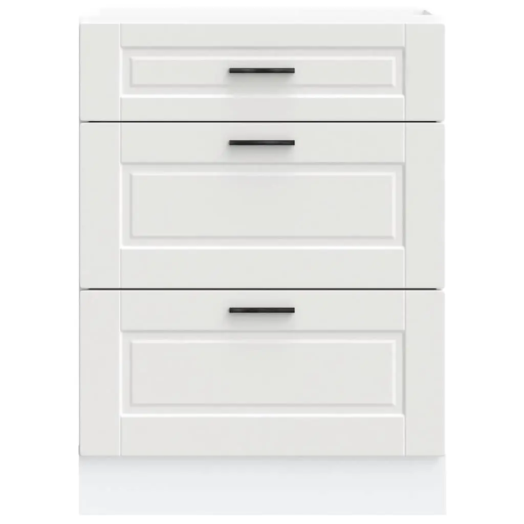 White Engineered Wood Kitchen Base Cabinet