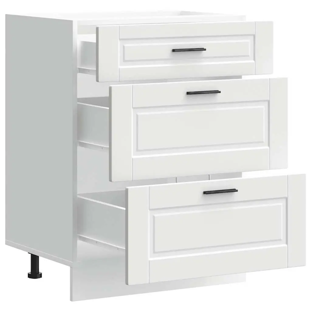 White Engineered Wood Kitchen Base Cabinet