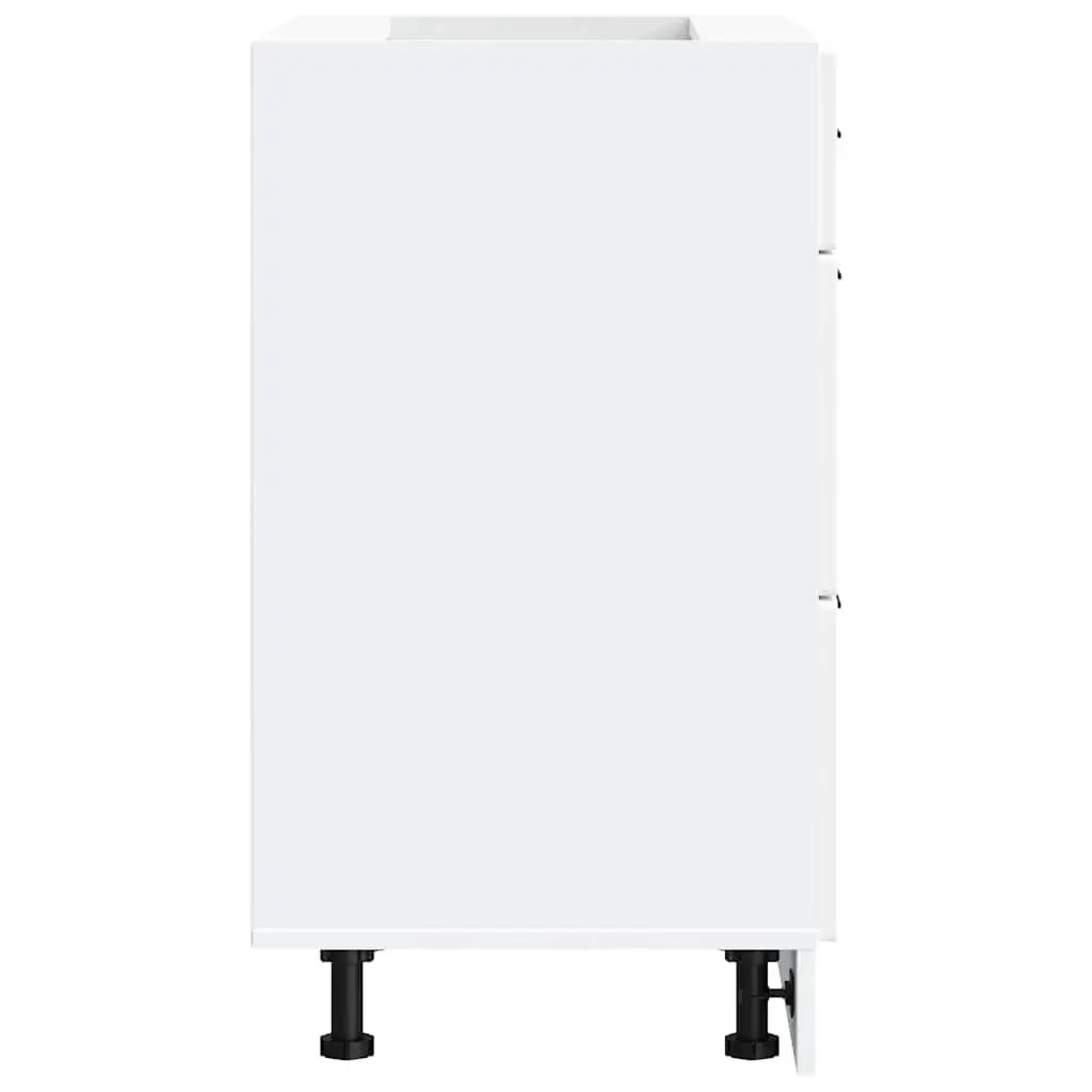White Engineered Wood Kitchen Base Cabinet
