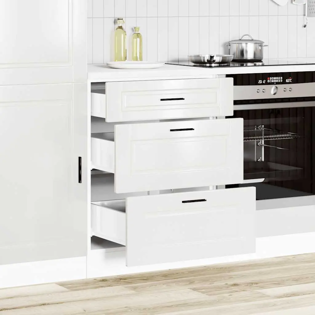 High Gloss White Engineered Wood Kitchen Base Cabinet